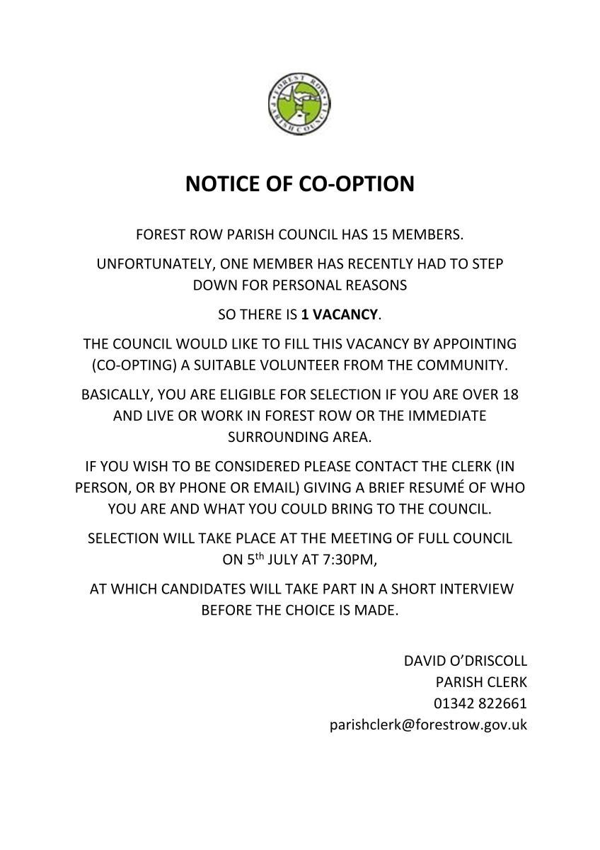 notice-of-co-option-forest-row-parish-council